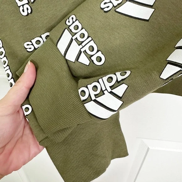 NWT Adidas AOP Fleece Hoodie Pullover Sweatshirt in Olive Men’s Sz L - Picture 5 of 12